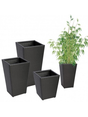 Cache pot noir résine tressée