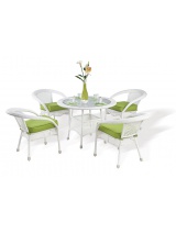 Table Carioca ronde + 4 fauteuils avec coussins