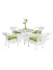 Table Carioca ronde + 4 fauteuils avec coussins