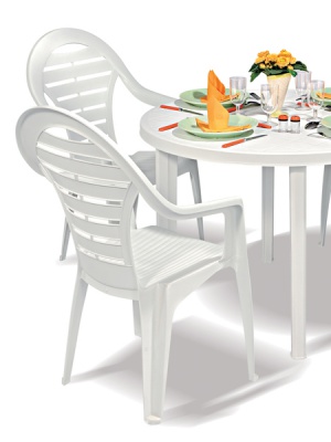Chaise empilable haut dossier 'corolla' blanc