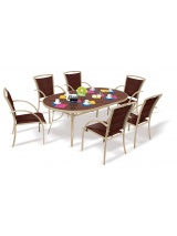 Ensemble Florida table + 6 chaises