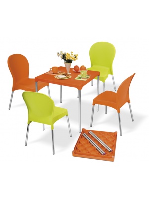 Ensemble Warhol table carrée + 4 chaises