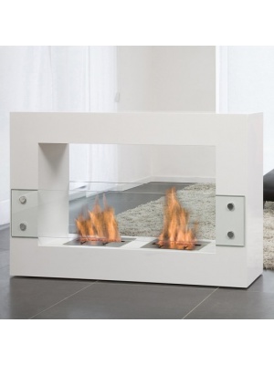 Cheminée au bioéthanol Qube Large Blanche