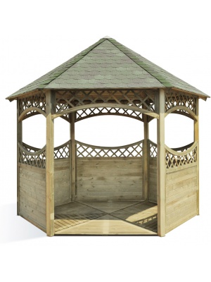 Kiosque toiture bardeau vert