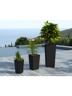 Lot de 3 cache-pots en résine tressée