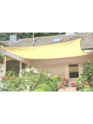 Voile solaire rectangulaire 4 x 5m sable en tissu ajouré