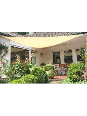Voile solaire triangulaire 5m sable en tissu ajouré