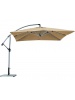 Parasol déporté carré taupe avec socle 4 pierres
