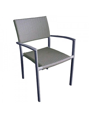 Fauteuil Rhodos en résine tressée gris rustique
