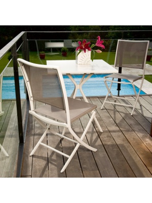 Salon de jardin Carbet Ivoire + 2 chaises