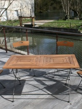 Table pliante rectangle Lude acier/teck Proloisirs