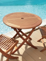 Table pliante ronde Sophie en eucalyptus Proloisirs