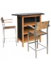 Bar en bois exotique FSC + 2 fauteuils bar