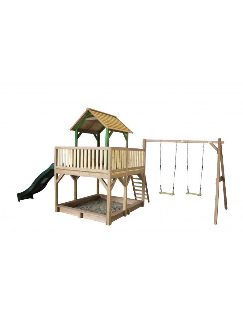 Axi Cabane Enfant ATKA en cèdre avec deux balançoires