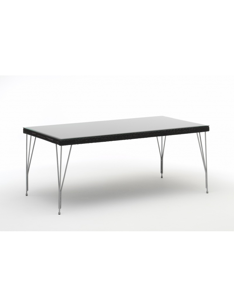 Sika Design Table Jupiter 1,80m noir plateau de verre