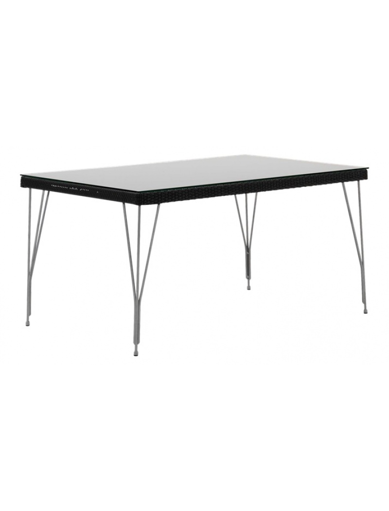 Sika Design Table Jupiter 1,50m noir plateau de verre