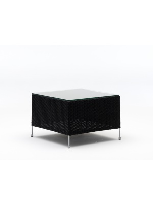 Table basse Orion noir avec plateau en verre