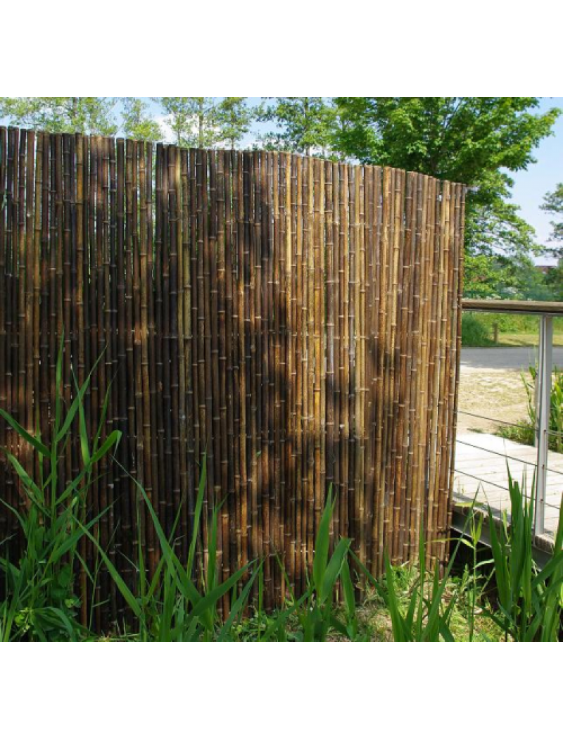 Cloture jardin brise  vue  en bambou  noir naturel 