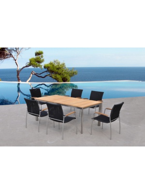 Table Melbourne en acier + 6 fauteuils