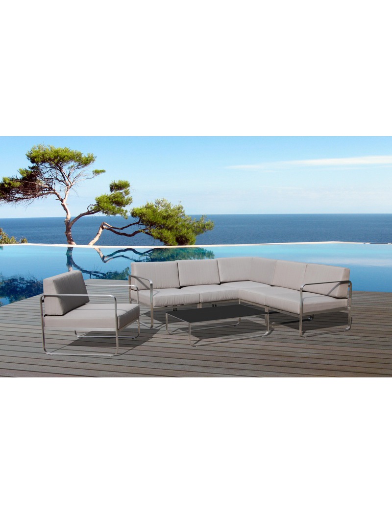 Delorm Salon de jardin St Barth en acier taupe