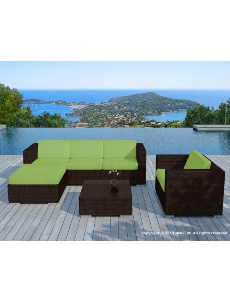 Delorm Salon de jardin Copacabana chocolat coussins verts