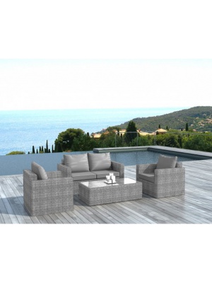 Salon de jardin Venise résine tressée gris Delorm - Salons de jardin ... Salon de jardin Venise résine tressée gris Delorm - Salons de jardin ...