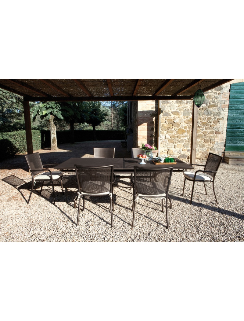 Table de jardin Athena 160 + 8 fauteuils Noir