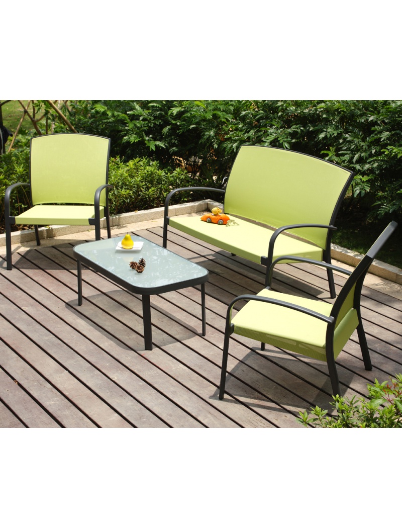 Hedone : Salon de jardin Manhattan en aluminium et textilene Hedone : Salon de jardin Manhattan en aluminium et textilene