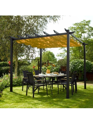 Pergola noire avec toile coulissante Rowlinson