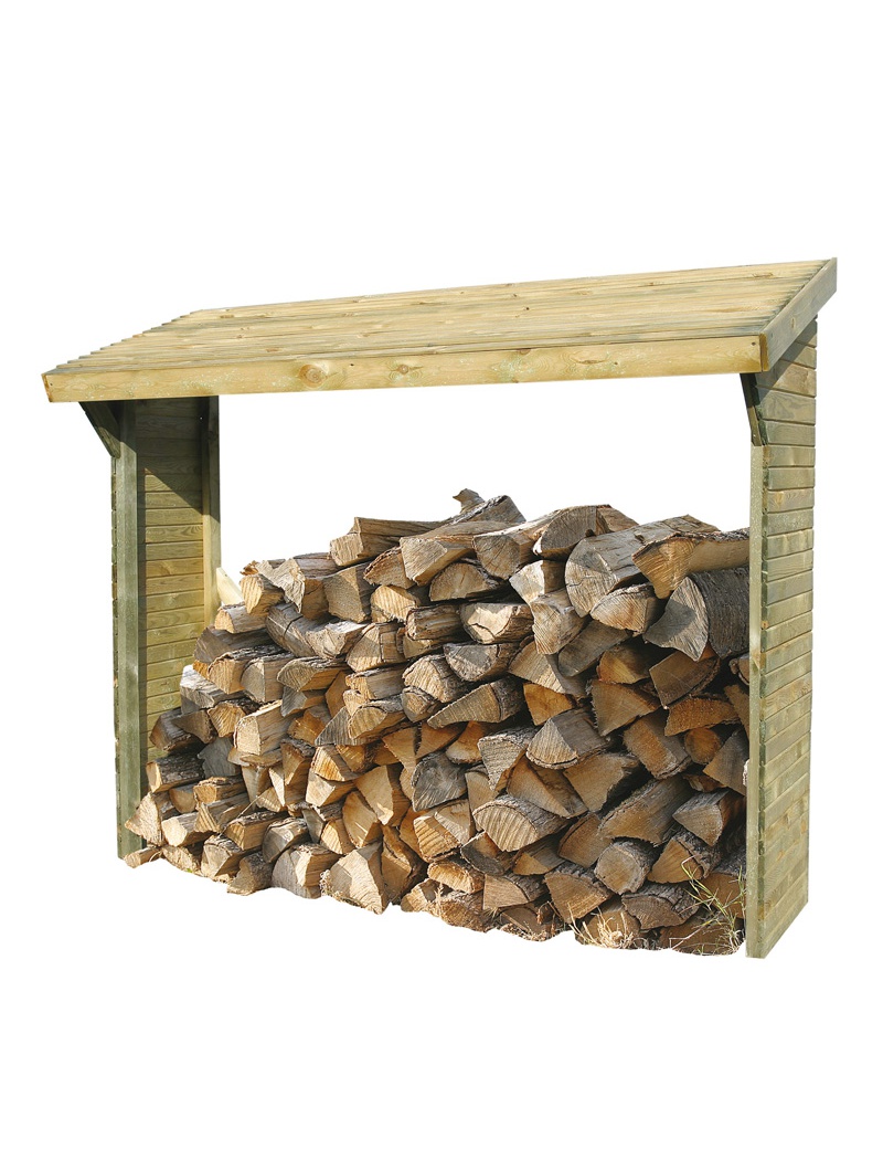 Burger Abri bûches en bois CÔME Jardipolys, 234 x 125 x 181 cm, 3,5  stères, Abri de stockage à bois avec plancher