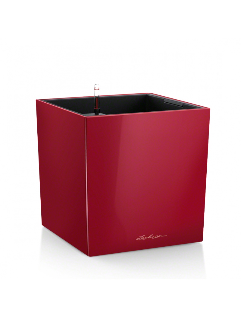 Lechuza Pot Cube Premium Rouge brillant Hauteur 30 cm