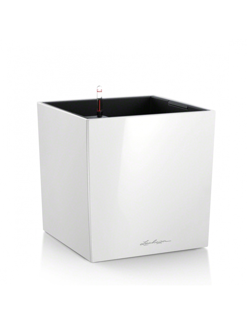 Lechuza Pot Cube Premium Blanc brillant Hauteur 30 cm
