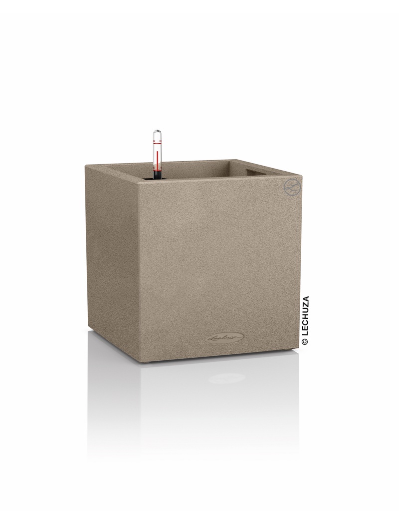 Lechuza Pot Canto Stone Cube Beige sable 30 x 30 x 30 cm