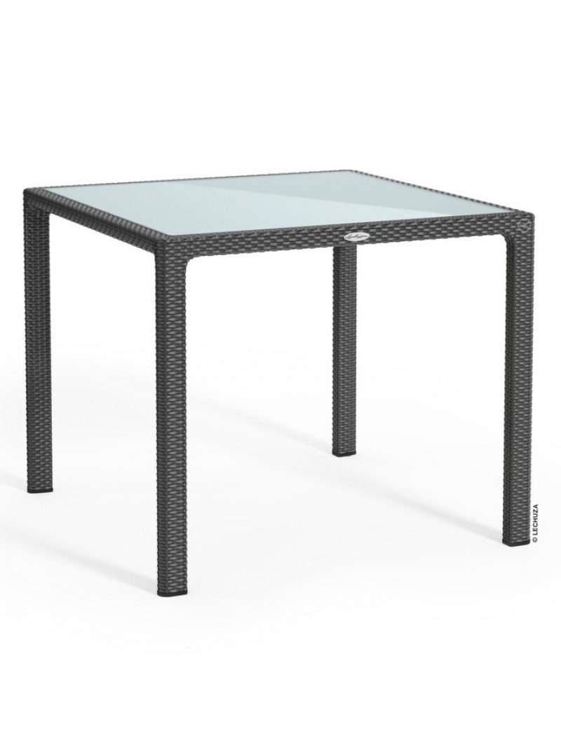 Lechuza Table carrée Gris Granit plateau verre