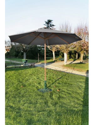 Parasol bois rond 350 Manivelle gris