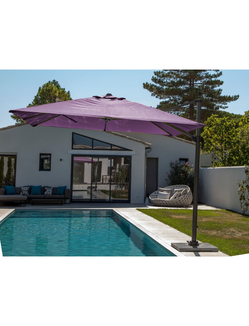 Proloisirs Parasol alu carré déporté 3x3 cassis