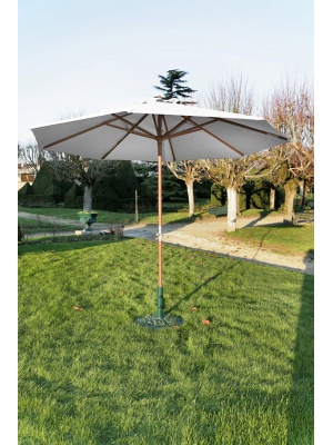 Parasol bois rond 350 Manivelle écru