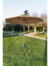 Parasol bois rond 300 Manivelle taupe