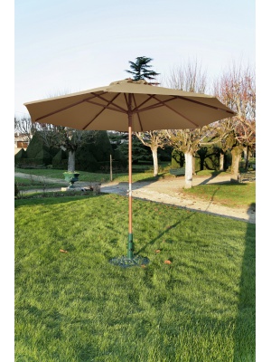 Parasol bois rond 350 Manivelle taupe