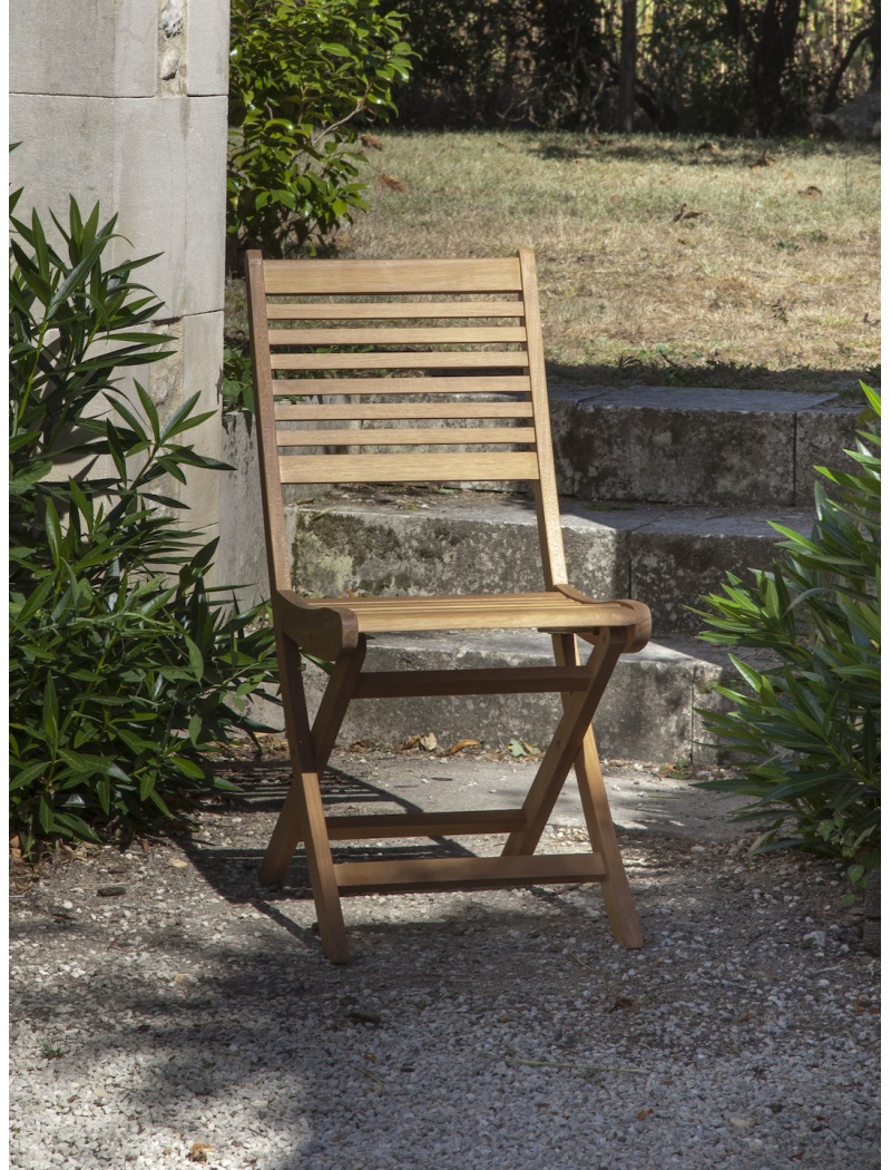 Ensemble table et chaise de jardin pliante en bois d'eucalyptus FSC®