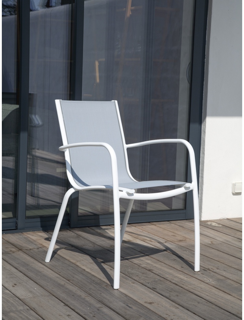 Proloisirs Fauteuil de jardin Linéa Blanc / Gris Vendu(e)s par 2