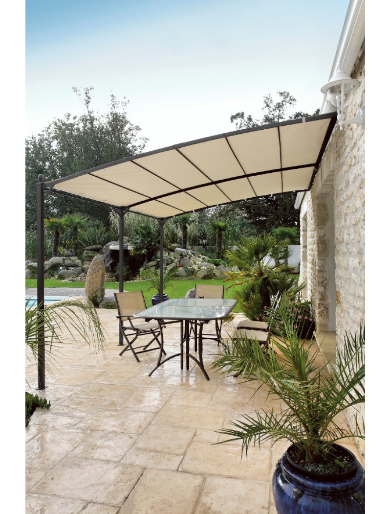 Proloisirs Tonnelle VISION adossée gris royal 3x4 m Tonnelle vendue seule