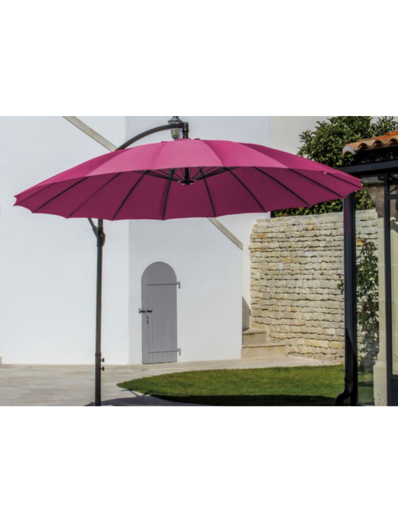 Proloisirs Parasol alu rond déporté 300 Pagode framboise