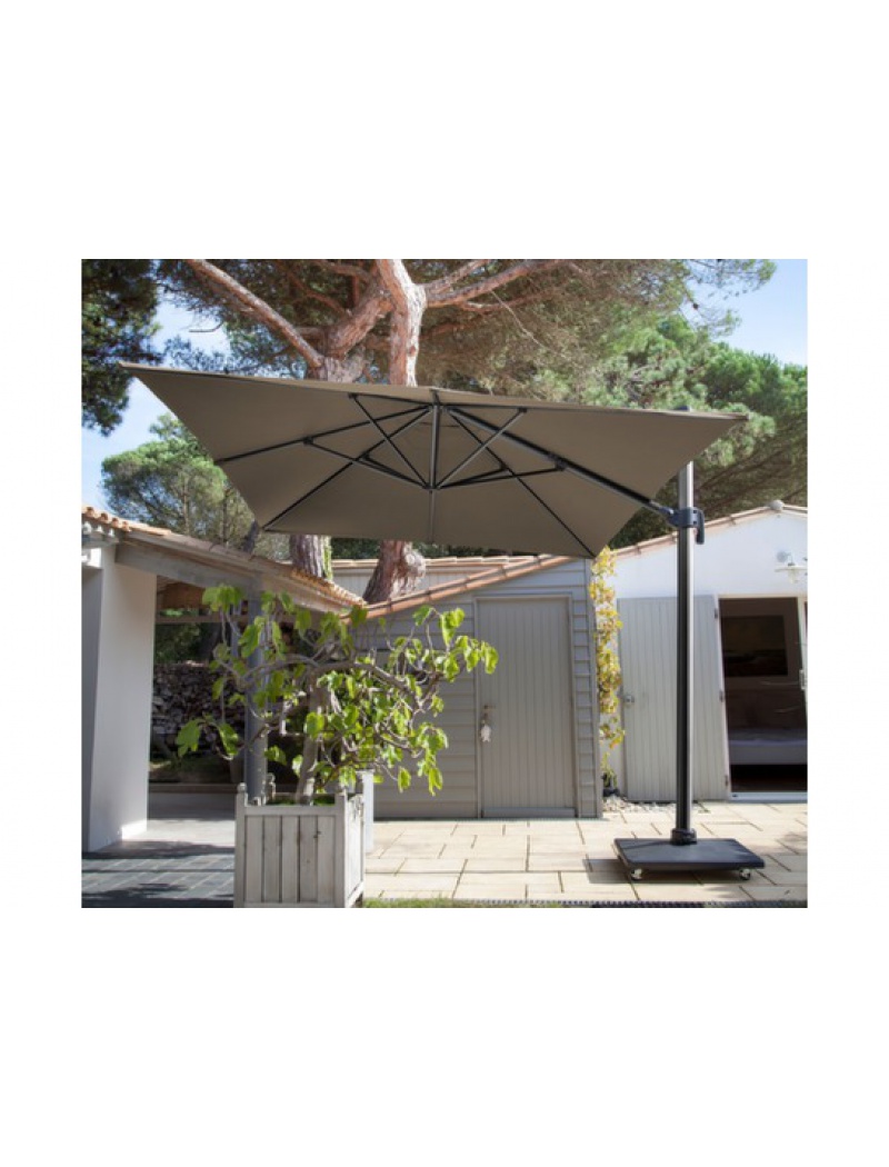 Parasol alu déporté 3x4 taupe