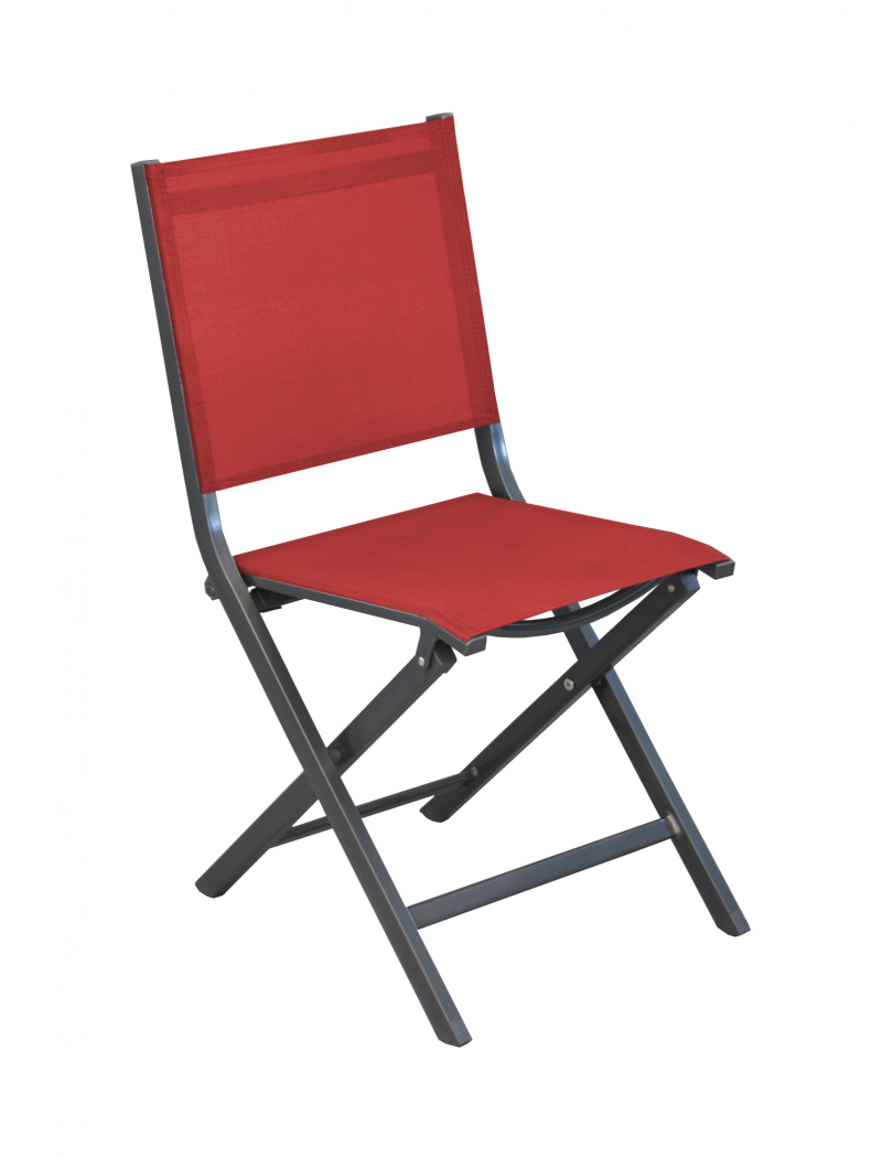 Proloisirs Chaise pliante Thema Gris / Rouge Vendu(e)s par 2