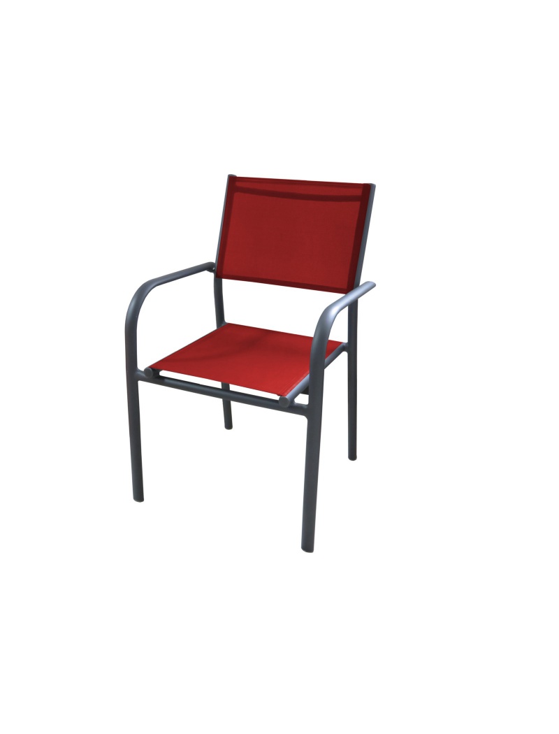 Proloisirs Fauteuil Duca Gris / Rouge empilable Vendu(e)s par 6