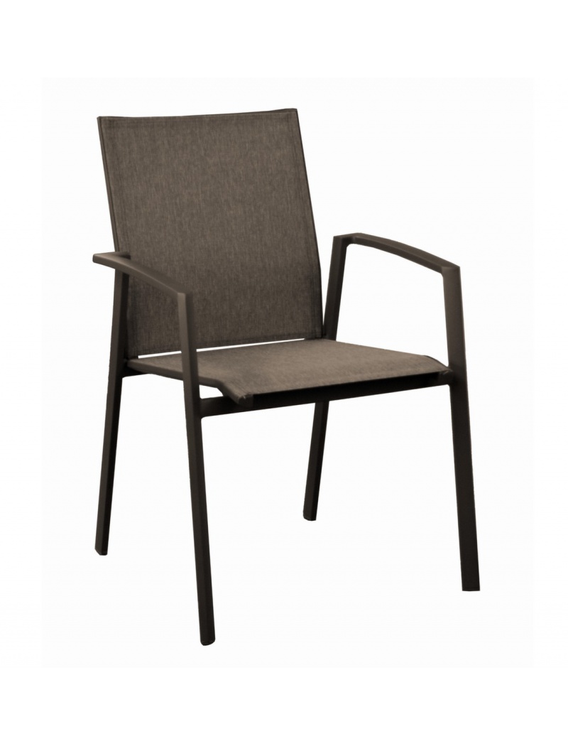 Proloisirs Fauteuil Palma empilable Café / Taupe mat Vendu(e)s par 2