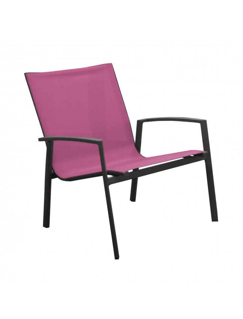  Fauteuil  bas Lounge Palma  gris Framboise PROLOISIRS 