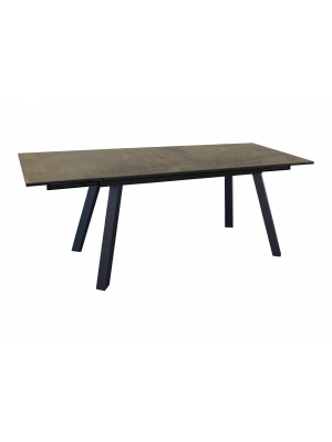 Table Agra 150/250 alu/verre - graphite/perle