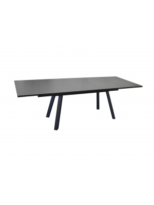 Table Agra 200/300 alu/verre - graphite/gris